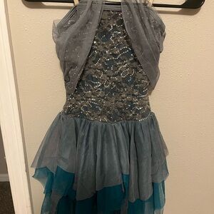 Teal and grey lyrical dress